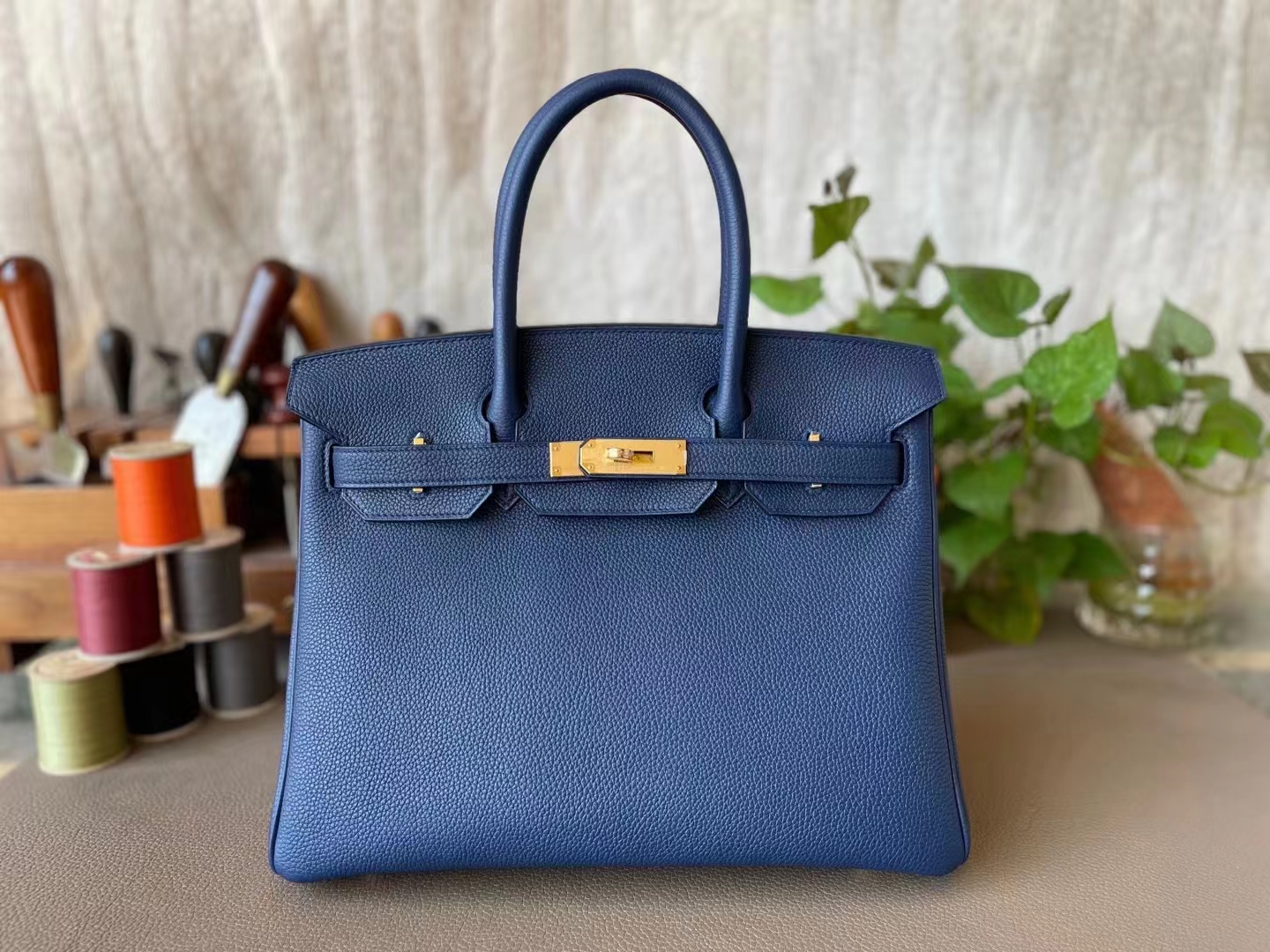 Hermès（爱马仕）Birkin 铂金包 宝石蓝 Togo 顶级小牛皮 金扣 30cm