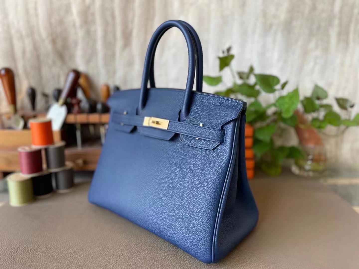 Hermès（爱马仕）Birkin 铂金包 宝石蓝 Togo 顶级小牛皮 金扣 30cm