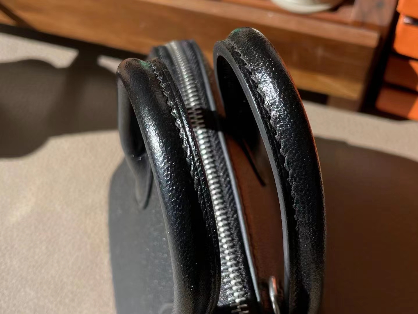 Hermès（爱马仕）mini bolide 迷你保龄球 黑色 山羊皮 银扣 18cm