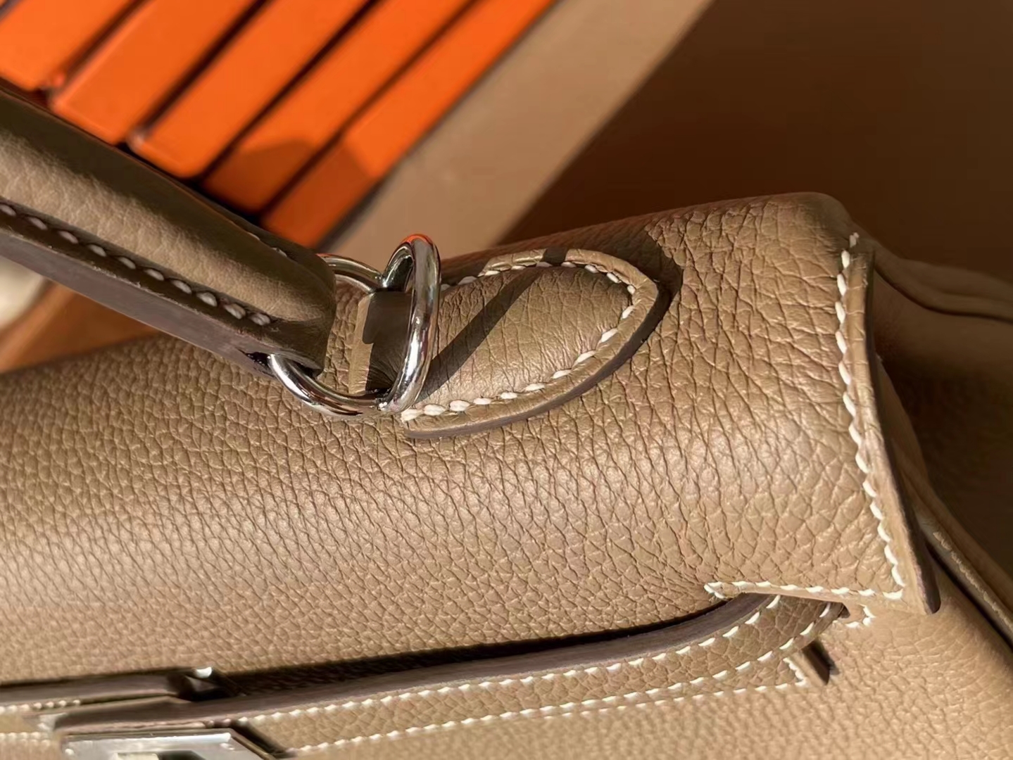 Hermès（爱马仕）kelly 凯莉包 大象灰 Togo 顶级小牛皮 银扣 25cm