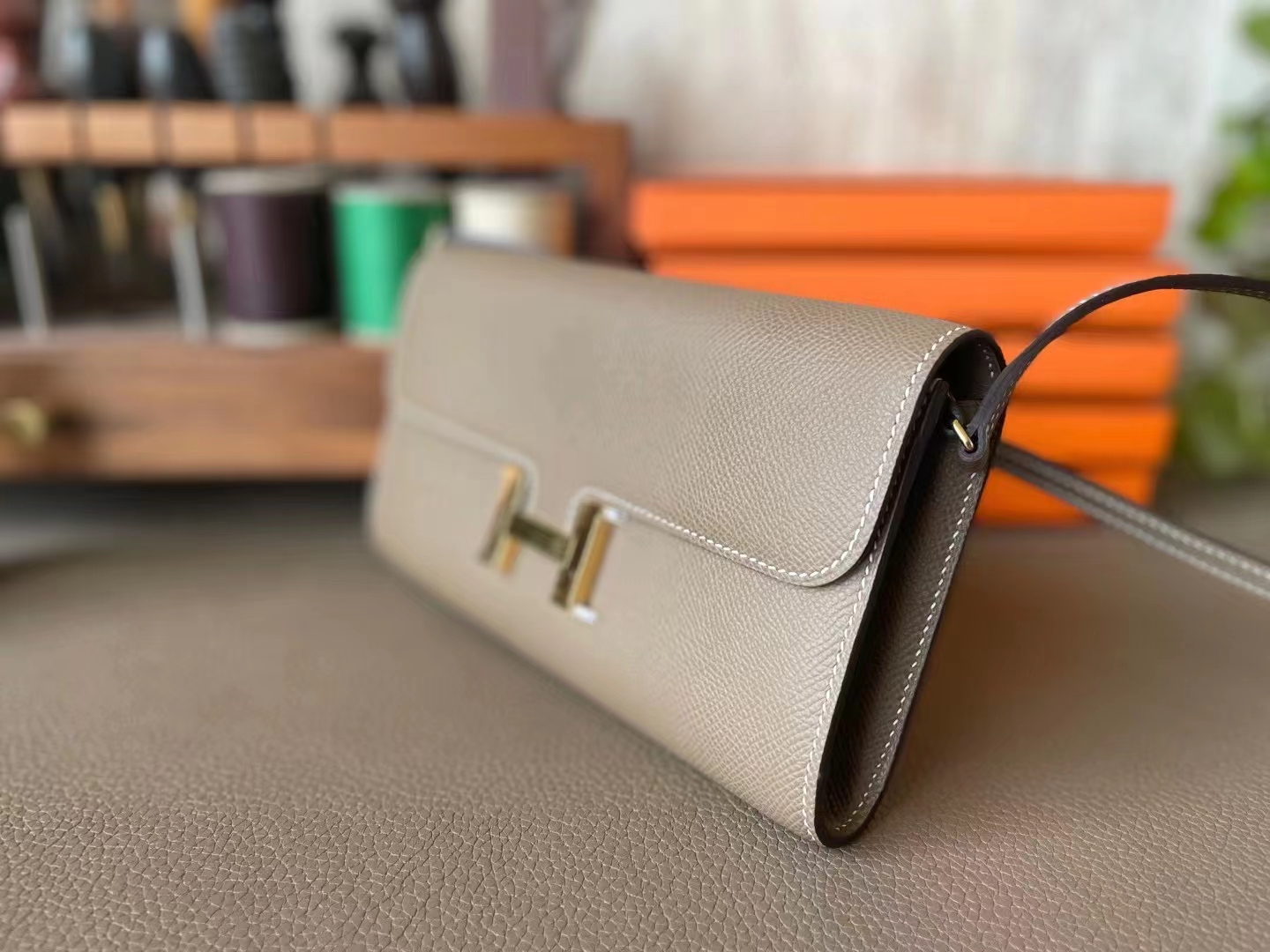 Hermès（爱马仕）Constance To Go 大象灰 Epsom 掌纹皮 金扣 20cm