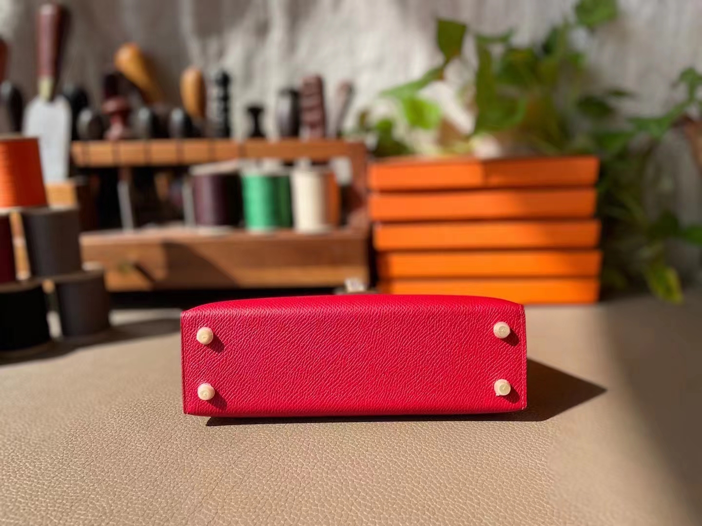 Hermès（爱马仕）mini kelly 迷你凯莉 中国红 Epsom 掌纹皮 金扣 19cm 二代