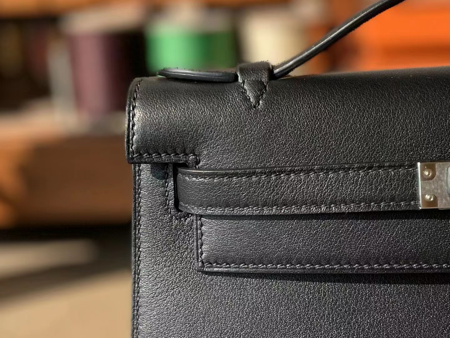 Hermès（爱马仕）mini kelly 迷你凯莉 黑色 Swfit皮 银扣 22cm 一代
