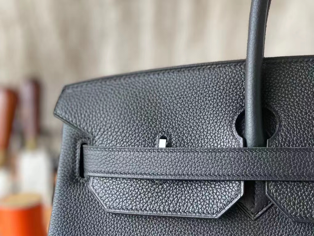 Hermès（爱马仕）Birkin 铂金包 黑色 内拼 梦幻紫 togo 顶级小牛皮 拉丝银扣 金扣 40cm