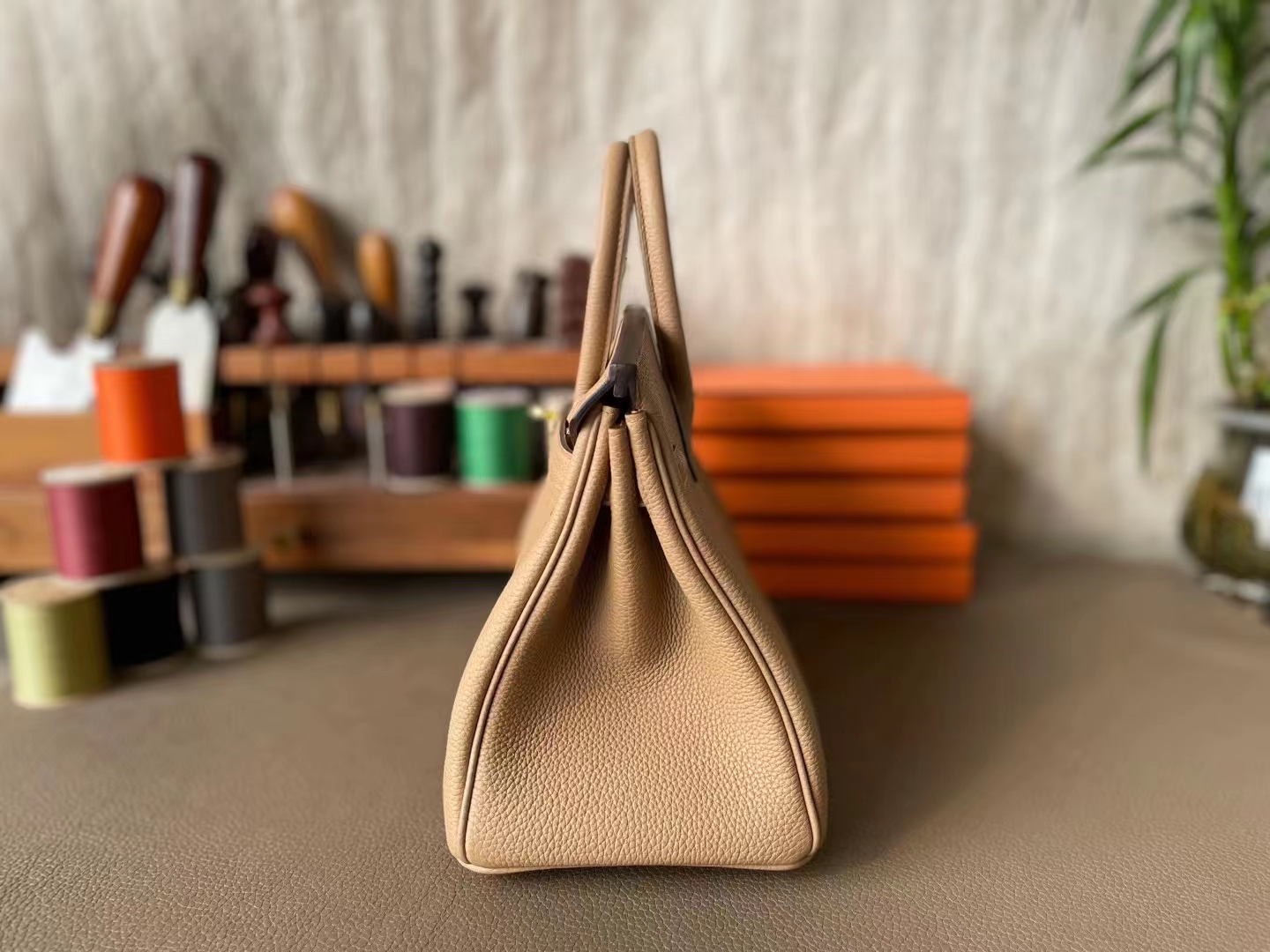 Hermès（爱马仕）Birkin 铂金包 玛莎拉奶茶色 togo 顶级小牛皮 金扣 25cm