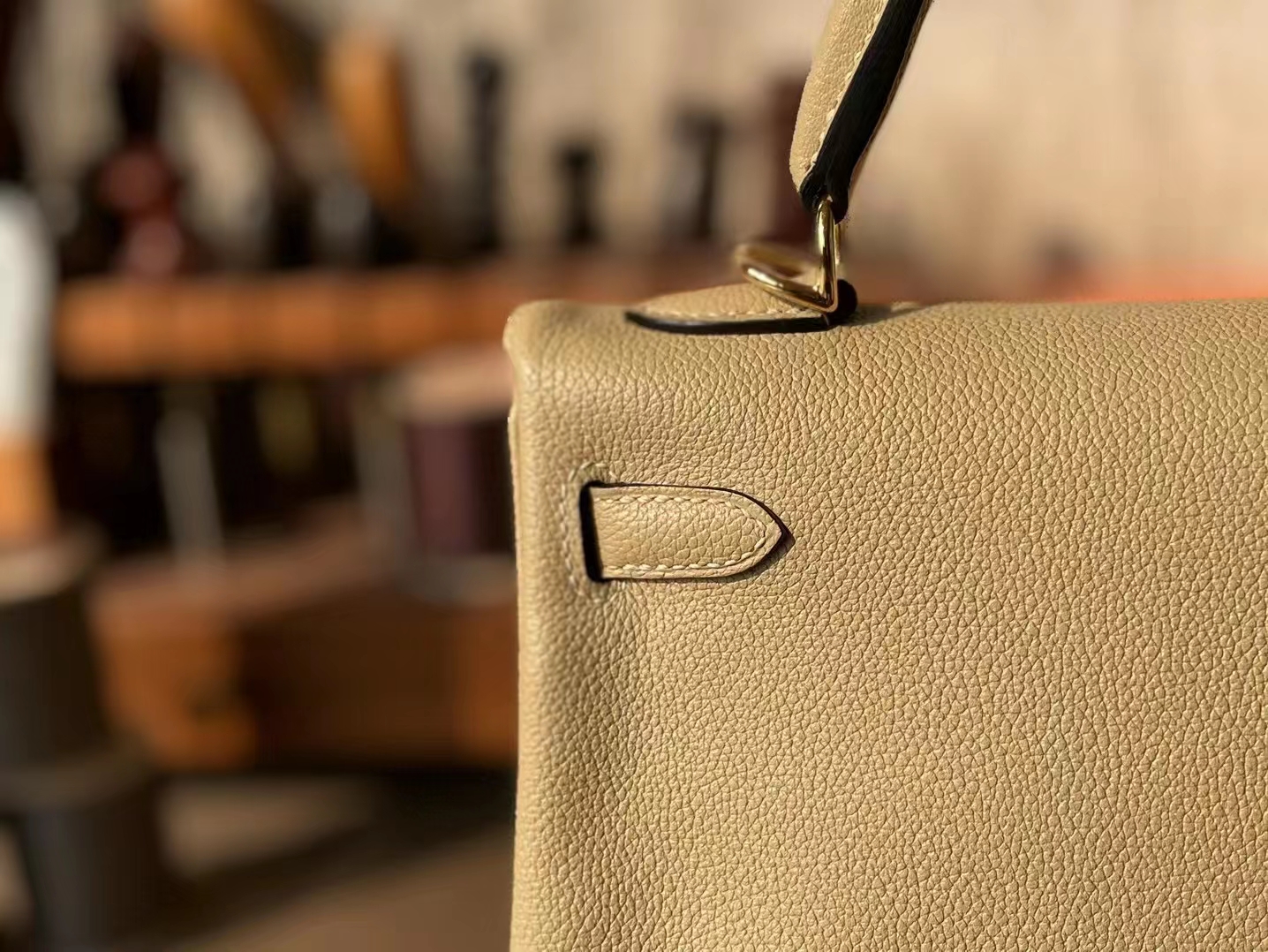 Hermès（爱马仕）kelly 凯莉包 风衣灰 evercolor皮 金扣 25cm