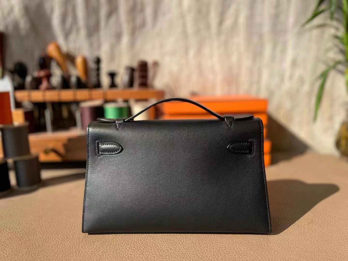 Hermès（爱马仕）mini kelly 迷你凯莉 黑色 Swfit皮 银扣 22cm 一代