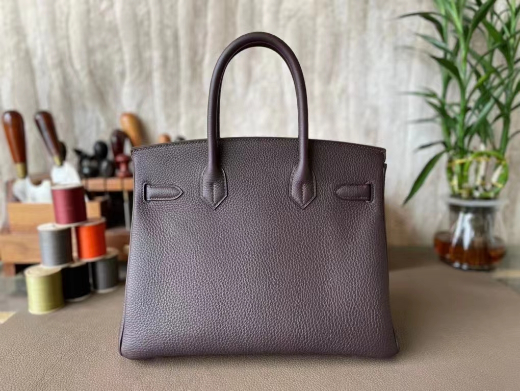 Hermès（爱马仕）Birkin 铂金包 朱古力 巧克力色 Togo 顶级小牛皮 金扣 30cm