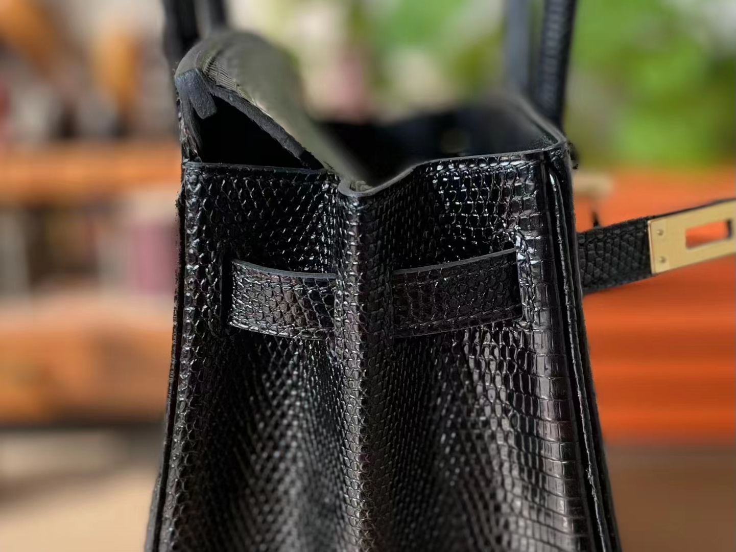 Hermès（爱马仕）Birkin 铂金包 黑色 蜥蜴皮 金扣 25cm