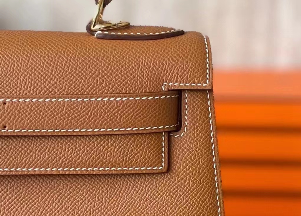Hermès（爱马仕）Kelly 凯莉包 外缝 金棕色 Epsom 掌纹皮 金扣 28cm