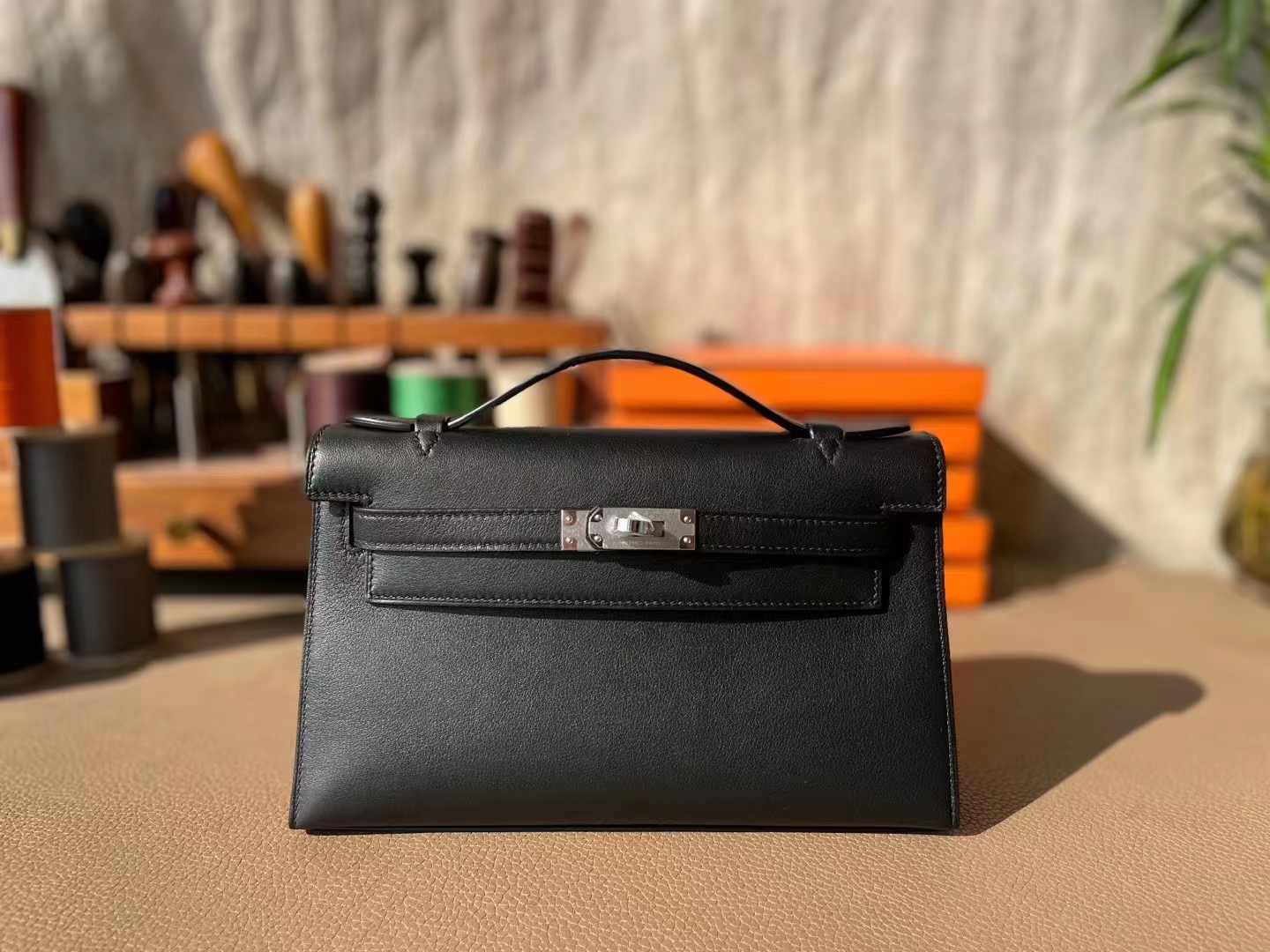 Hermès（爱马仕）mini kelly 迷你凯莉 黑色 Swfit皮 银扣 22cm 一代