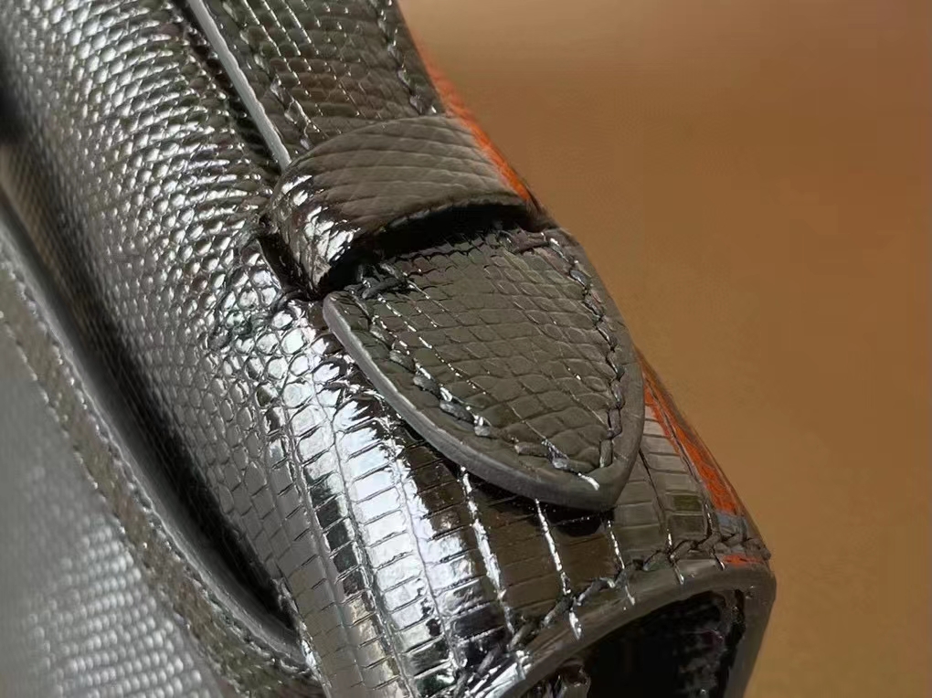 Hermès（爱马仕）mini kelly 迷你凯莉 黑色 顶级蜥蜴皮 银扣 22cm 一代