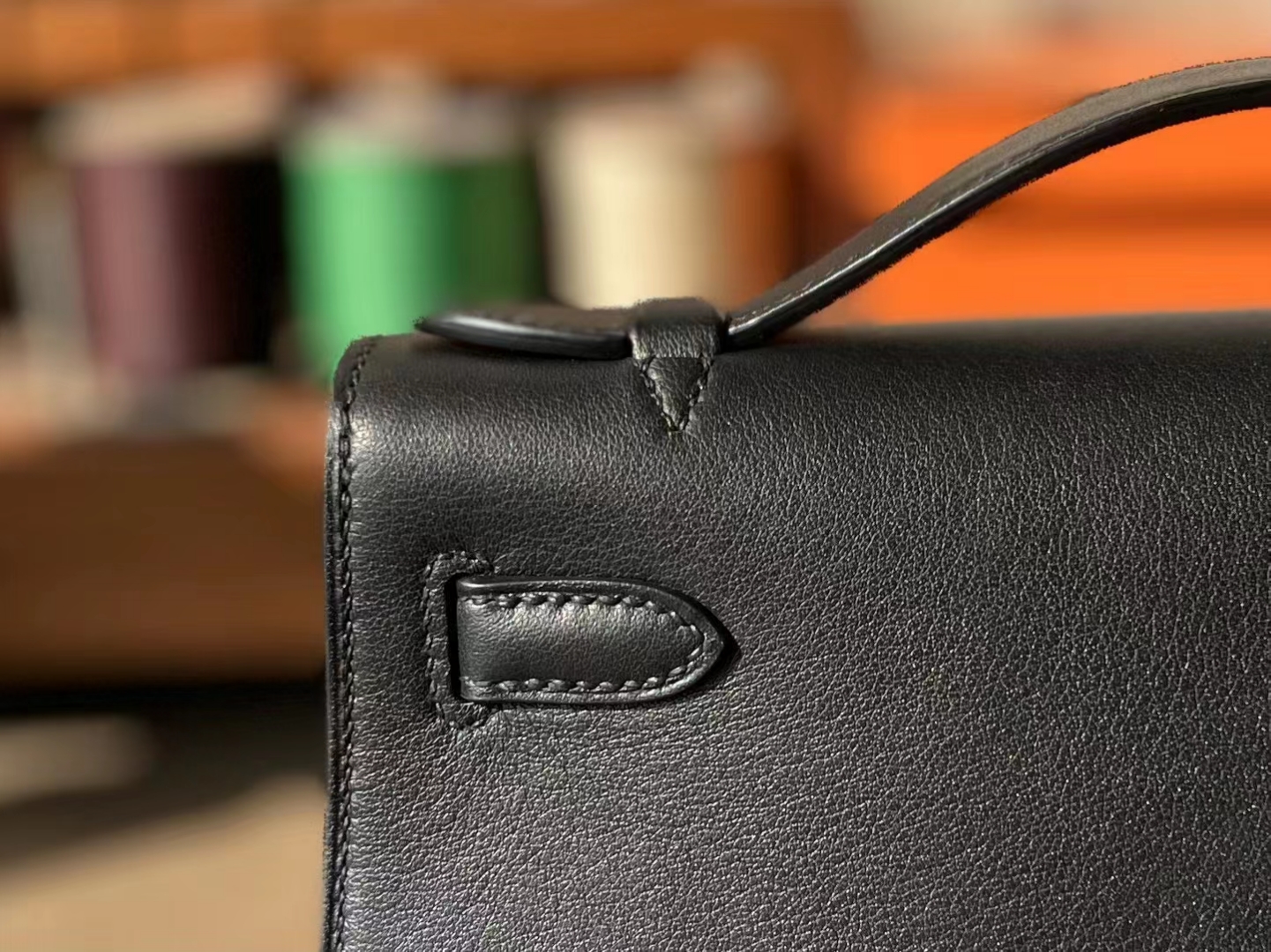 Hermès（爱马仕）mini kelly 迷你凯莉 黑色 Swfit皮 银扣 22cm 一代