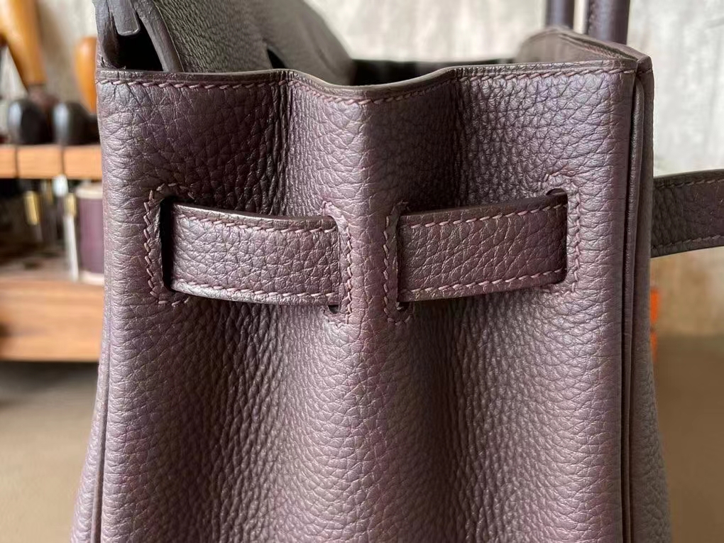 Hermès（爱马仕）Birkin 铂金包 朱古力 巧克力色 Togo 顶级小牛皮 金扣 30cm