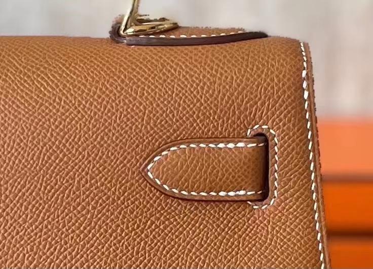 Hermès（爱马仕）Kelly 凯莉包 外缝 金棕色 Epsom 掌纹皮 金扣 28cm