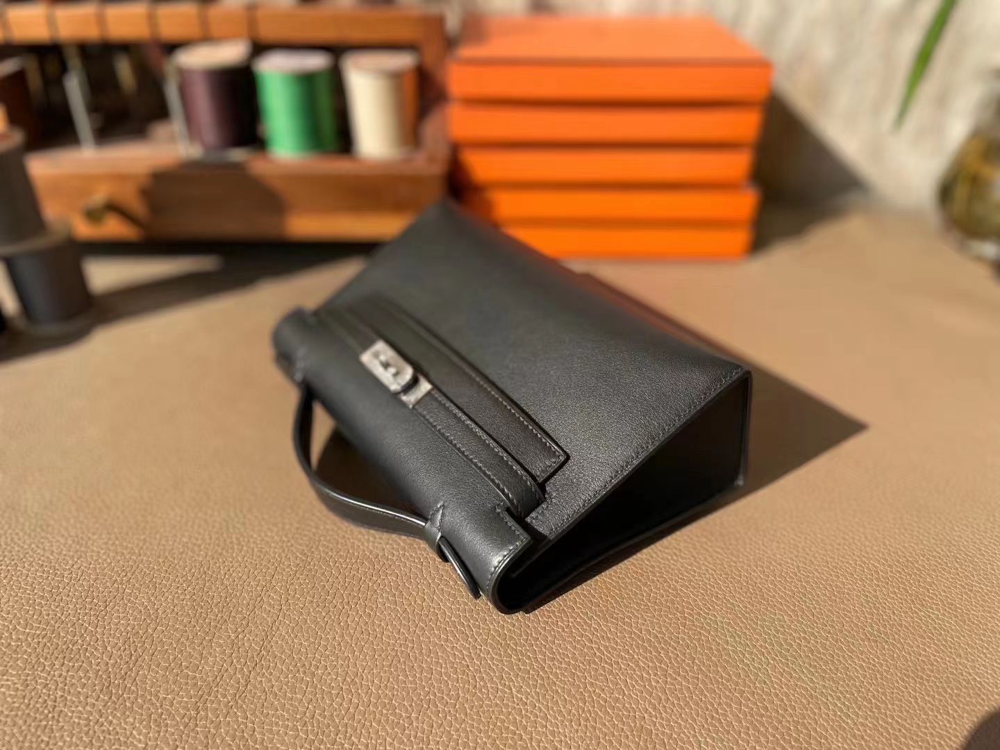 Hermès（爱马仕）mini kelly 迷你凯莉 黑色 Swfit皮 银扣 22cm 一代