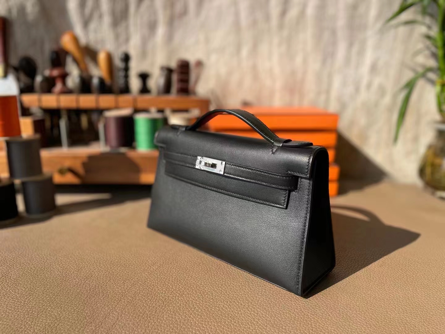 Hermès（爱马仕）mini kelly 迷你凯莉 黑色 Swfit皮 银扣 22cm 一代
