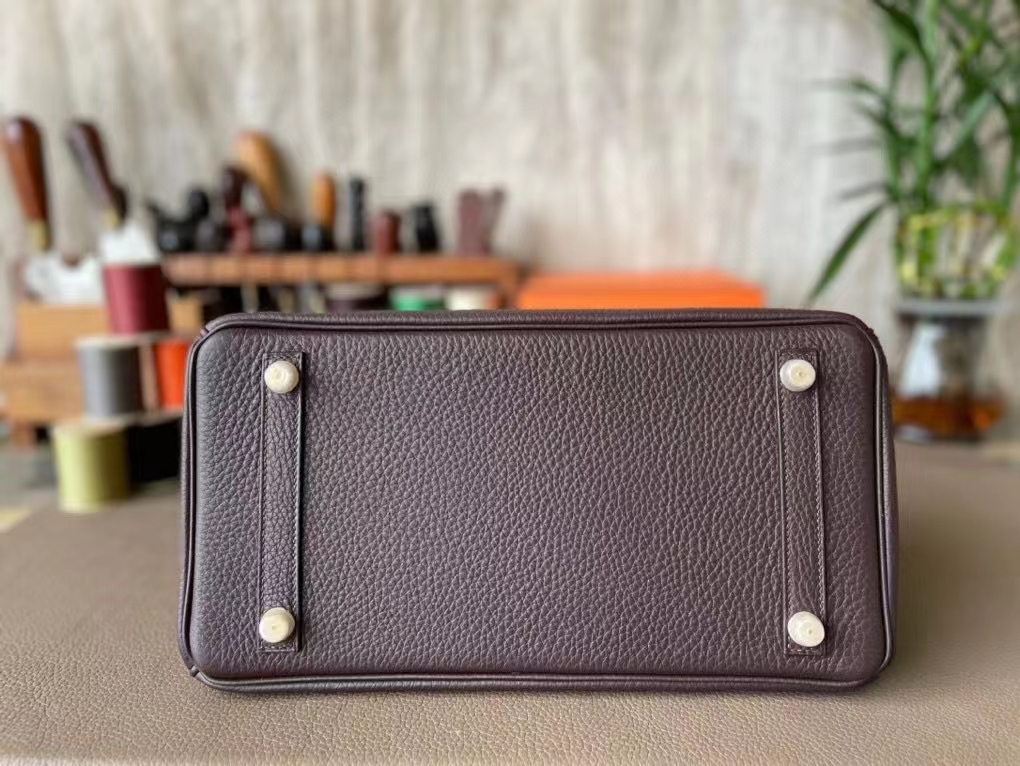 Hermès（爱马仕）Birkin 铂金包 朱古力 巧克力色 Togo 顶级小牛皮 金扣 30cm