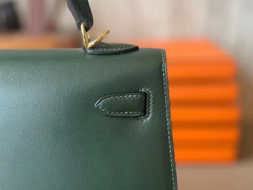 Hermès（爱马仕）kelly 凯莉包 英国绿 BOX皮 金扣 25cm