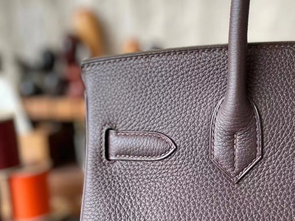 Hermès（爱马仕）Birkin 铂金包 朱古力 巧克力色 Togo 顶级小牛皮 金扣 30cm