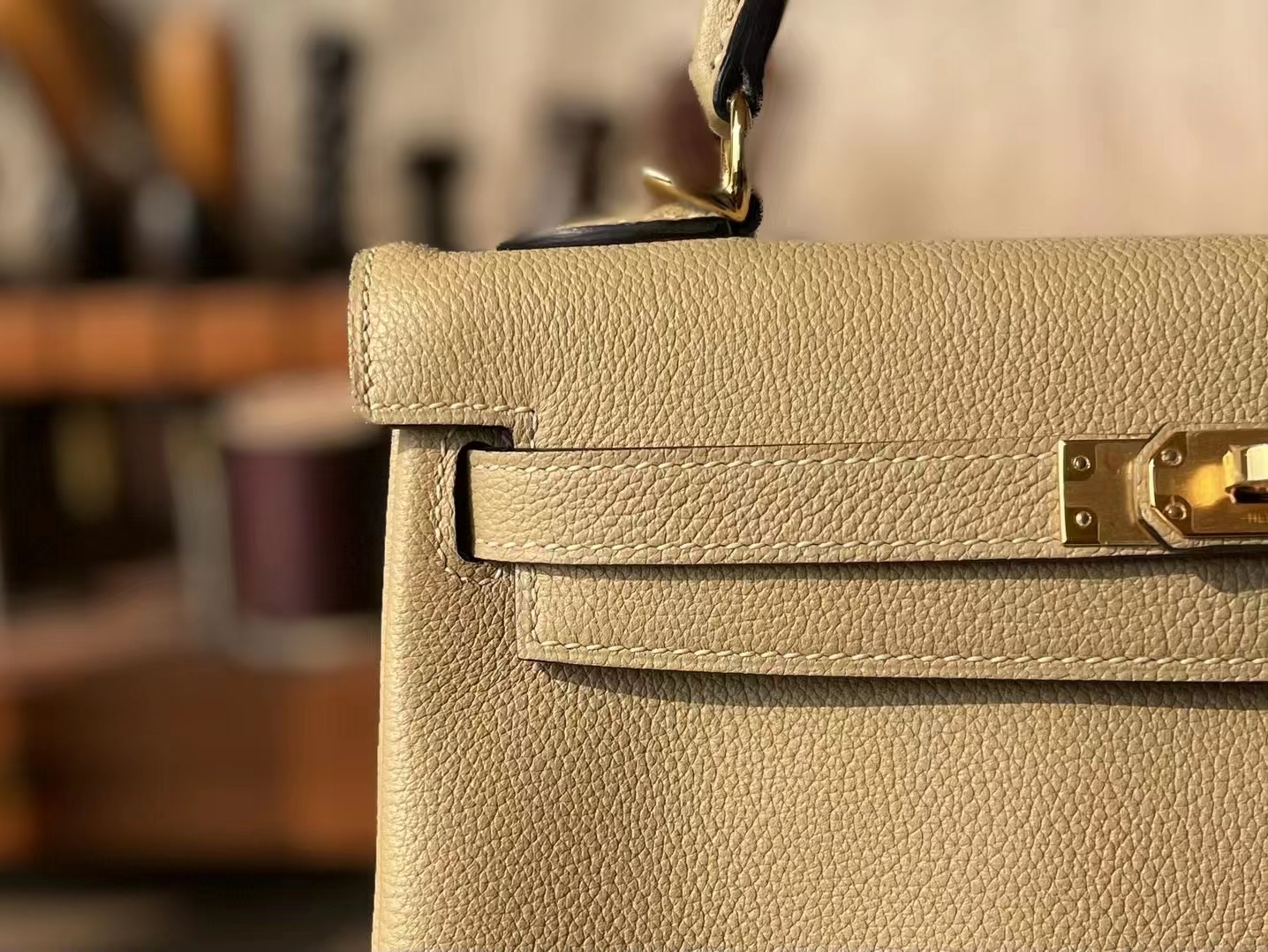 Hermès（爱马仕）kelly 凯莉包 风衣灰 evercolor皮 金扣 25cm