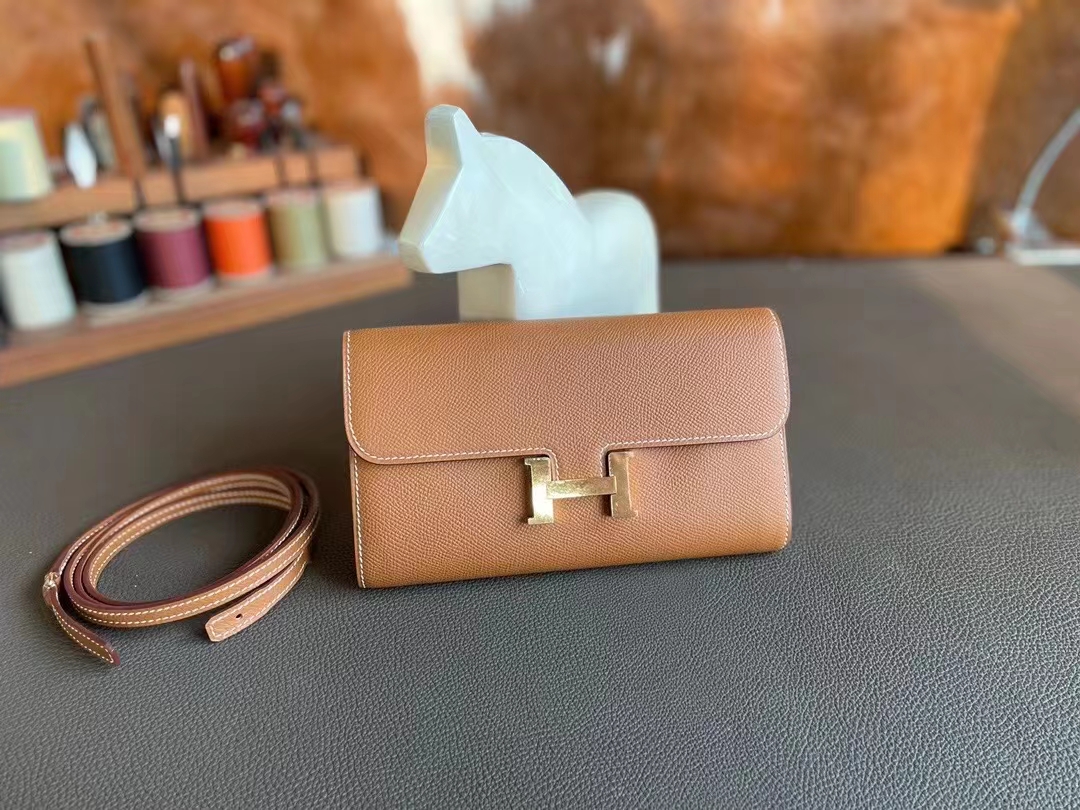 Hermès（爱马仕）constance to go C37 浅咖啡 Epsom 金扣 20cm