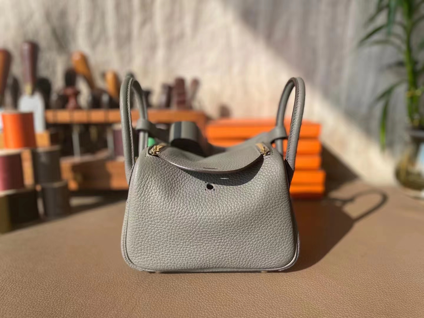 Hermès（爱马仕）MINI lindy 迷你琳迪包 积雨云灰 TC 大牛皮 银扣 20cm