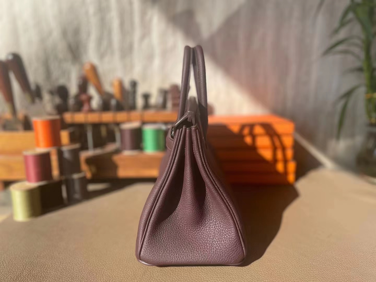 Hermès（爱马仕）Birkin 铂金包 乌木色 内拼 金棕色 togo 顶级小牛皮 银扣 25cm