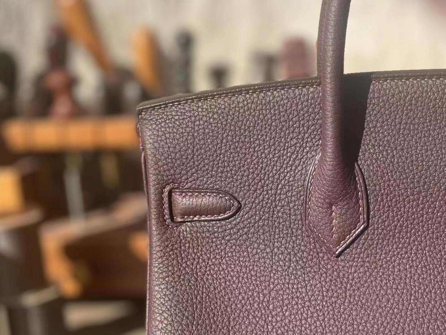 Hermès（爱马仕）Birkin 铂金包 乌木色 内拼 金棕色 togo 顶级小牛皮 银扣 25cm