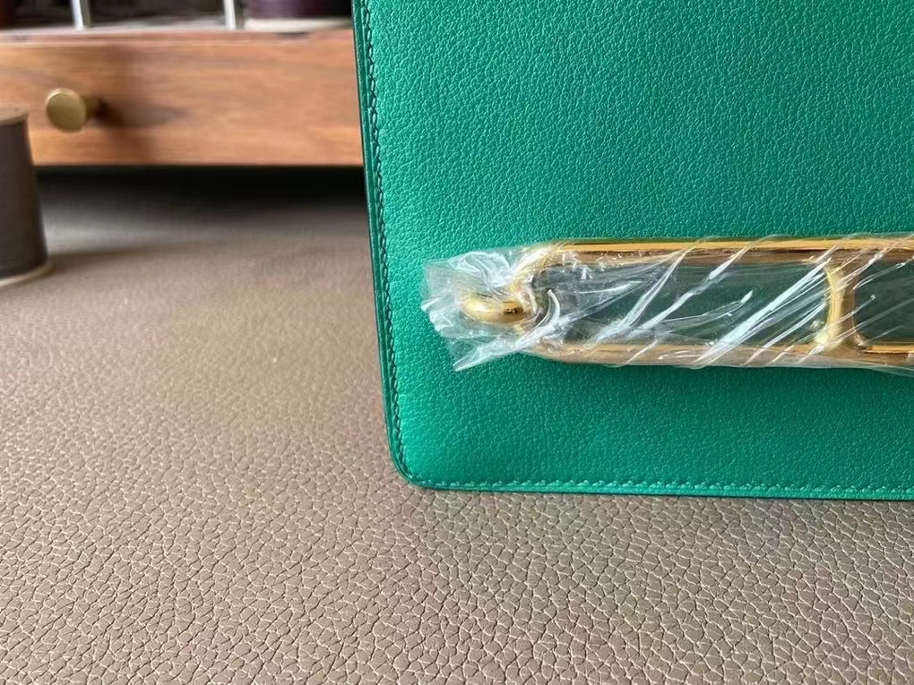 Hermès（爱马仕）Roulis 猪鼻子 丝绒绿 evercolor皮 金扣 19cm