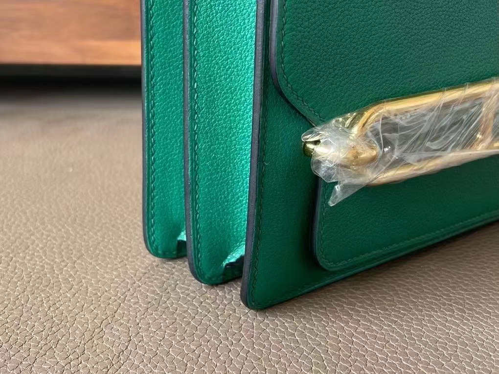 Hermès（爱马仕）Roulis 猪鼻子 丝绒绿 evercolor皮 金扣 19cm
