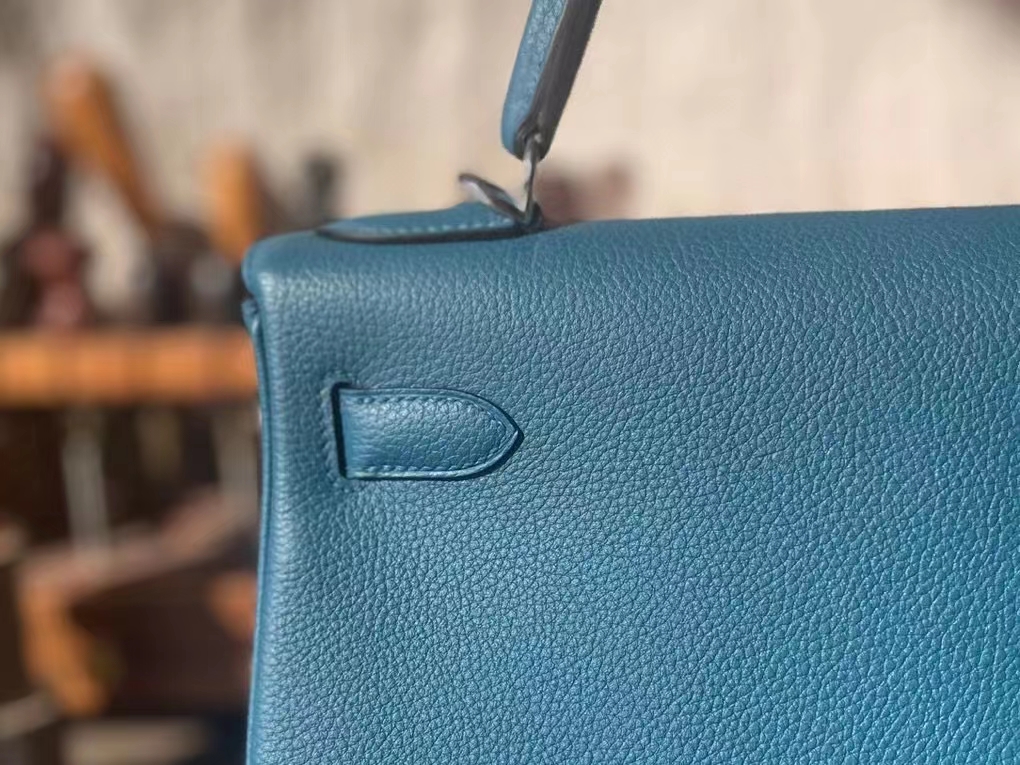 Hermès（爱马仕）Kelly 凯莉包 博斯普鲁士绿 Togo 顶级小牛皮 银扣 28cm