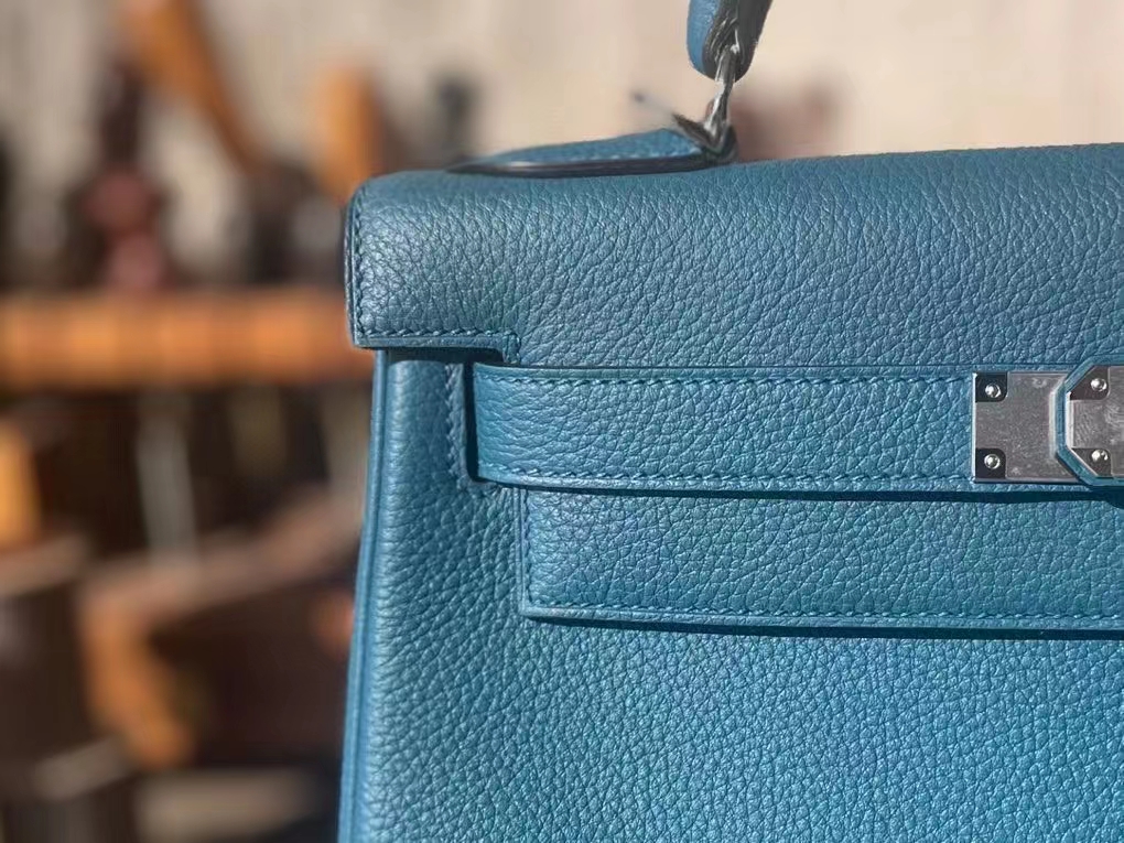 Hermès（爱马仕）Kelly 凯莉包 博斯普鲁士绿 Togo 顶级小牛皮 银扣 28cm