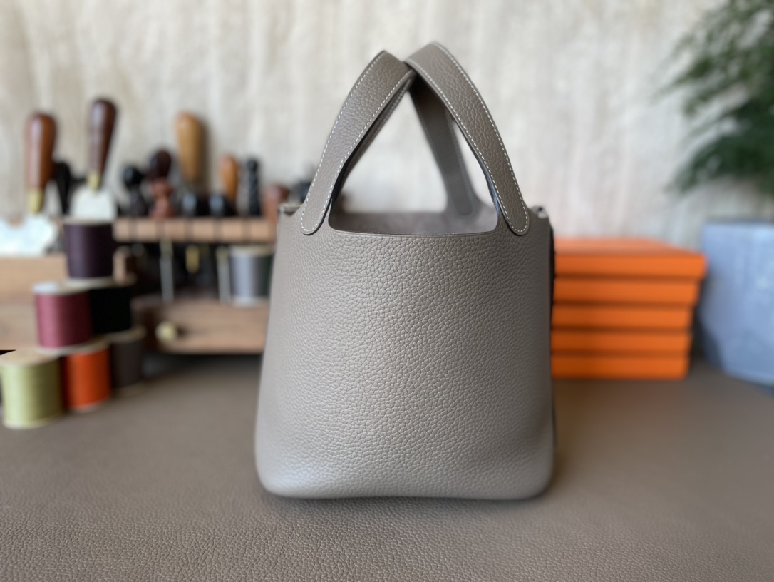 Hermès（爱马仕）Picotin 菜篮子 大象灰 TC大牛皮 银扣 18cm