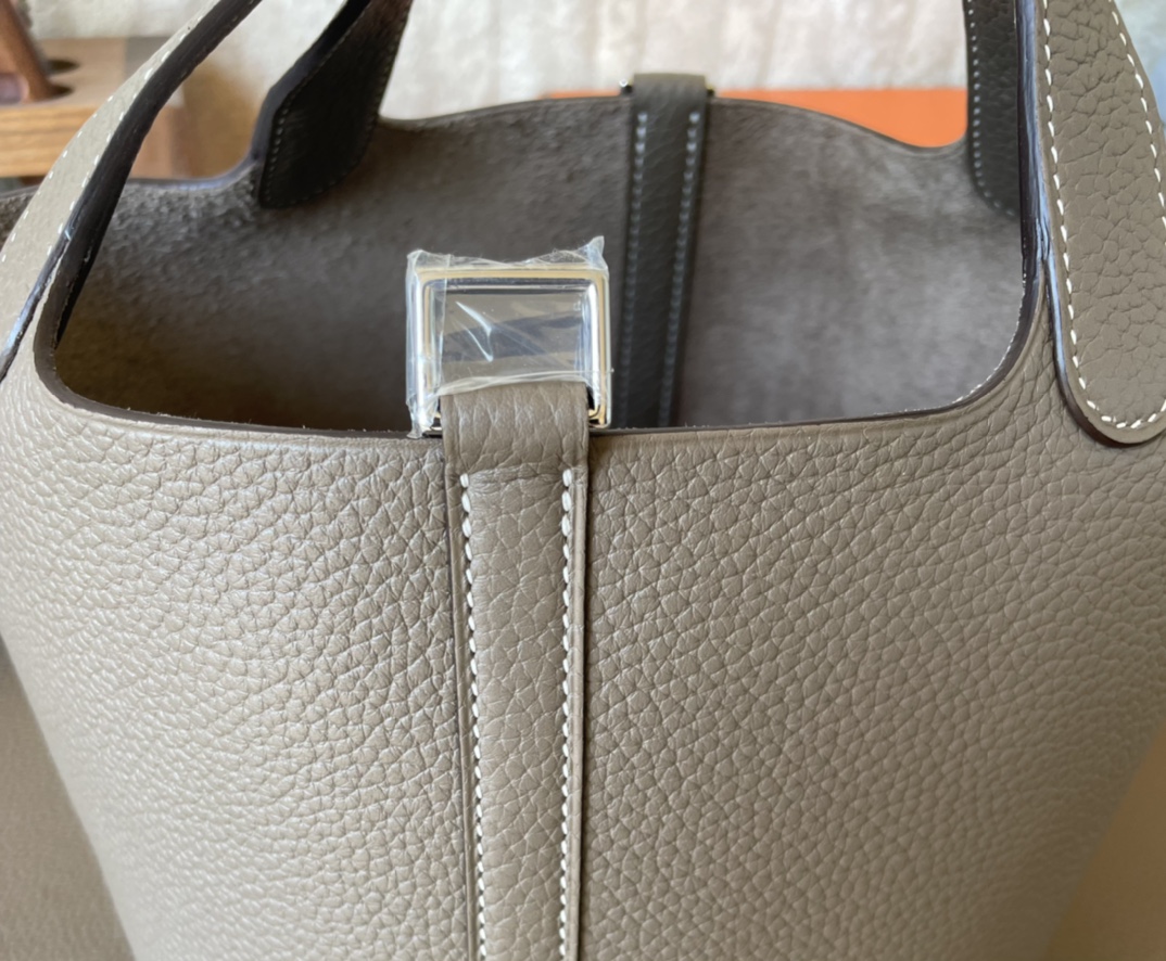Hermès（爱马仕）Picotin 菜篮子 大象灰 TC大牛皮 银扣 18cm