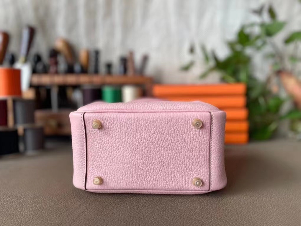 Hermès（爱马仕）Lindy 琳迪包 3Q 水粉色 TC 大牛皮 金扣 20cm