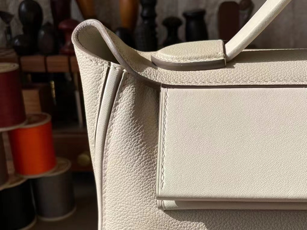 Hermès（爱马仕）Kelly 2424 evercolor 拼 Swfit 奶昔白 金扣 29cm