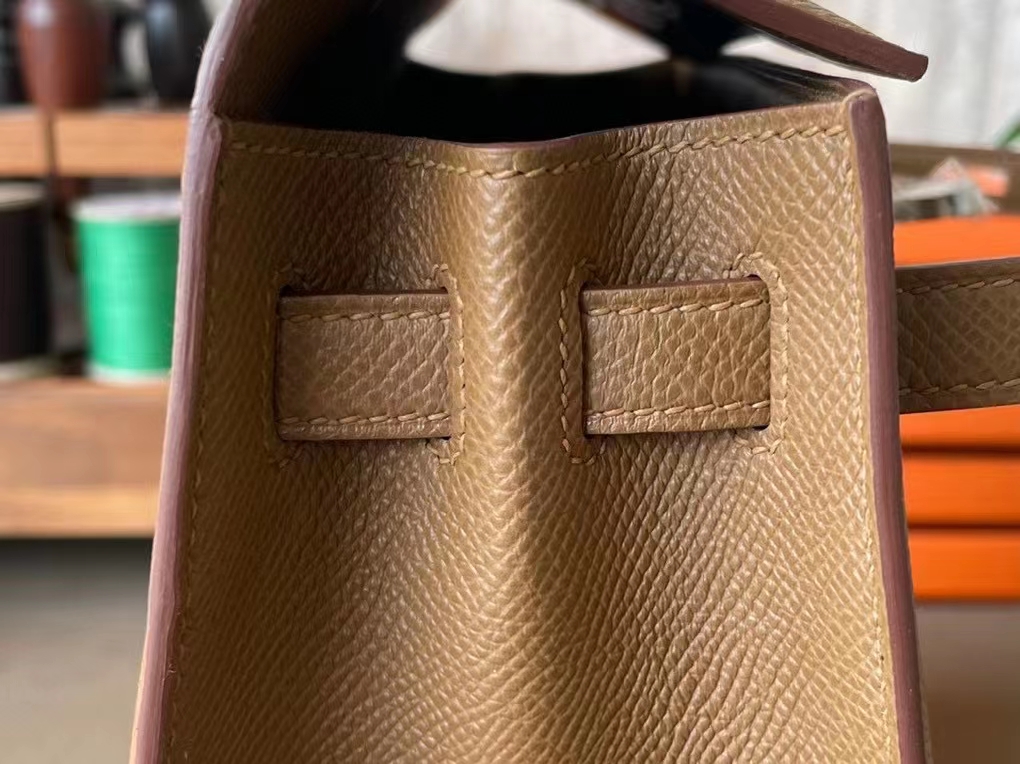 Hermès（爱马仕）Kelly 凯莉包 3G 栗子色 Epsom 掌纹皮 银扣 25cm