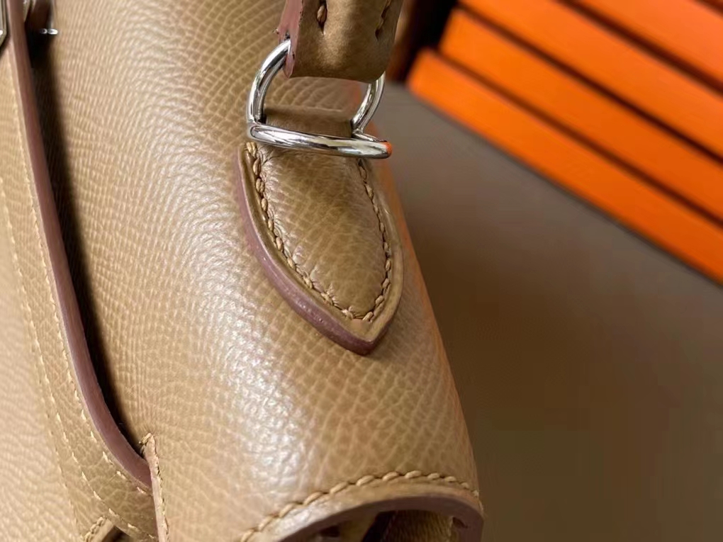 Hermès（爱马仕）Kelly 凯莉包 3G 栗子色 Epsom 掌纹皮 银扣 25cm
