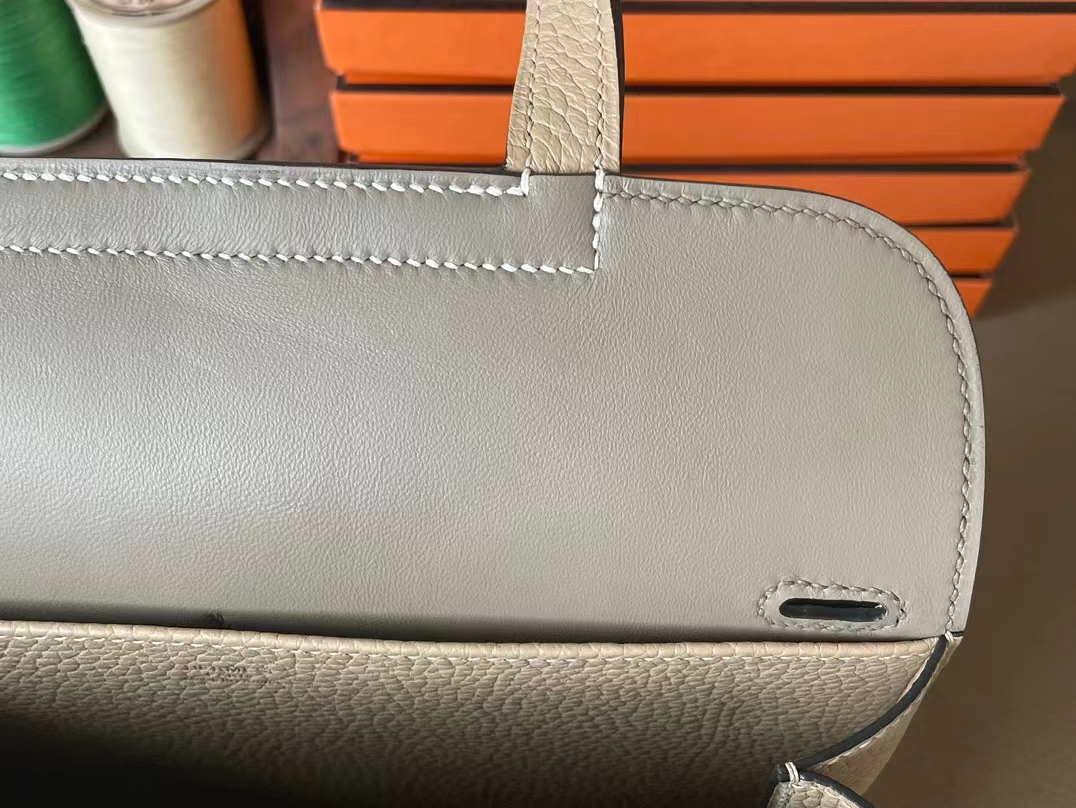 Hermès（爱马仕）halzan 风衣灰 内拼 大象灰 TC 拼 Swfit皮 银扣 25cm