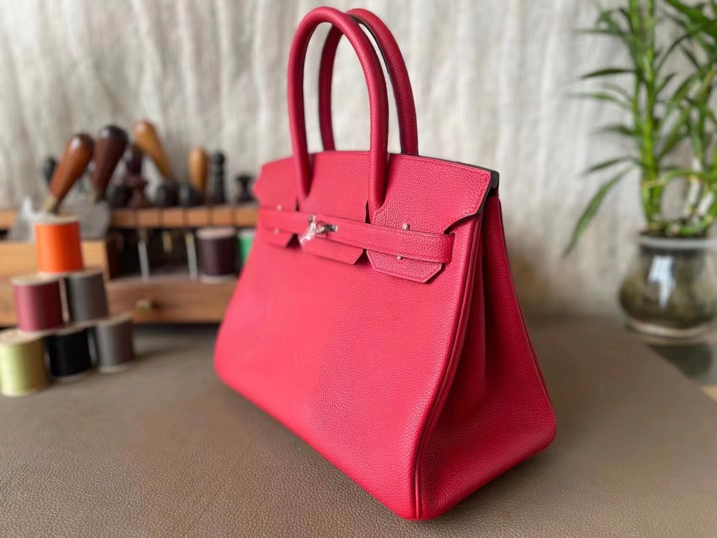 Hermès（爱马仕）Birkin 铂金包 国旗红 Togo 顶级小牛皮 银扣 30cm