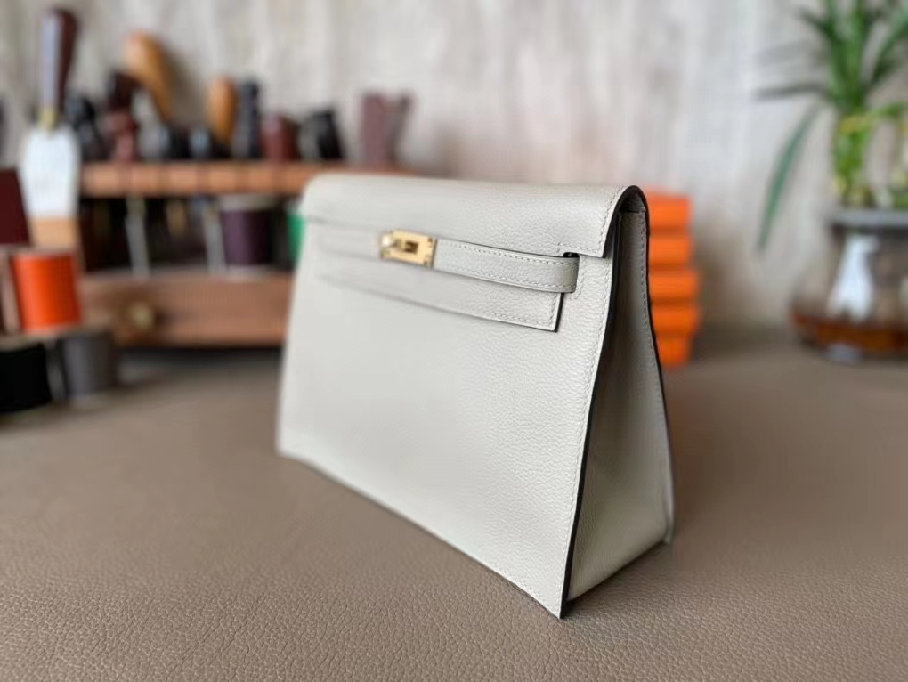 Hermès（爱马仕）Kelly dance 跳舞包 Evercolor皮 斑鸠灰 金扣 20cm