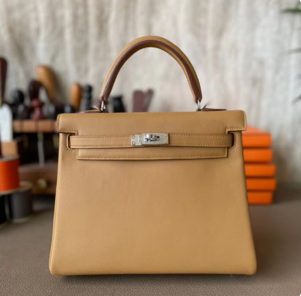 Hermès（爱马仕）Kelly 凯莉包 饼干色 Swfit皮 银扣 25cm