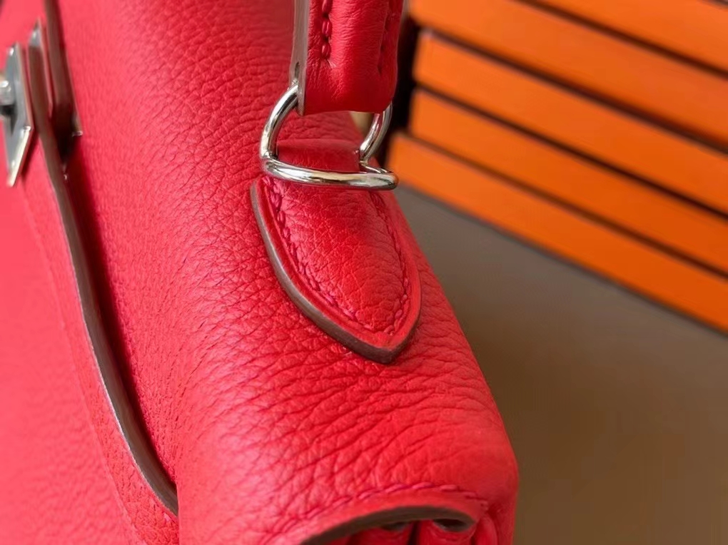 Hermès（爱马仕）Kelly 凯莉包 国旗红 Togo 顶级小牛皮 银扣 25cm