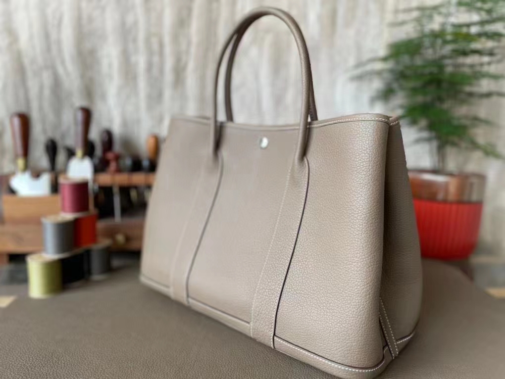 Hermès（爱马仕）Garden 花园包 Negonda皮 大象灰 银扣 36cm