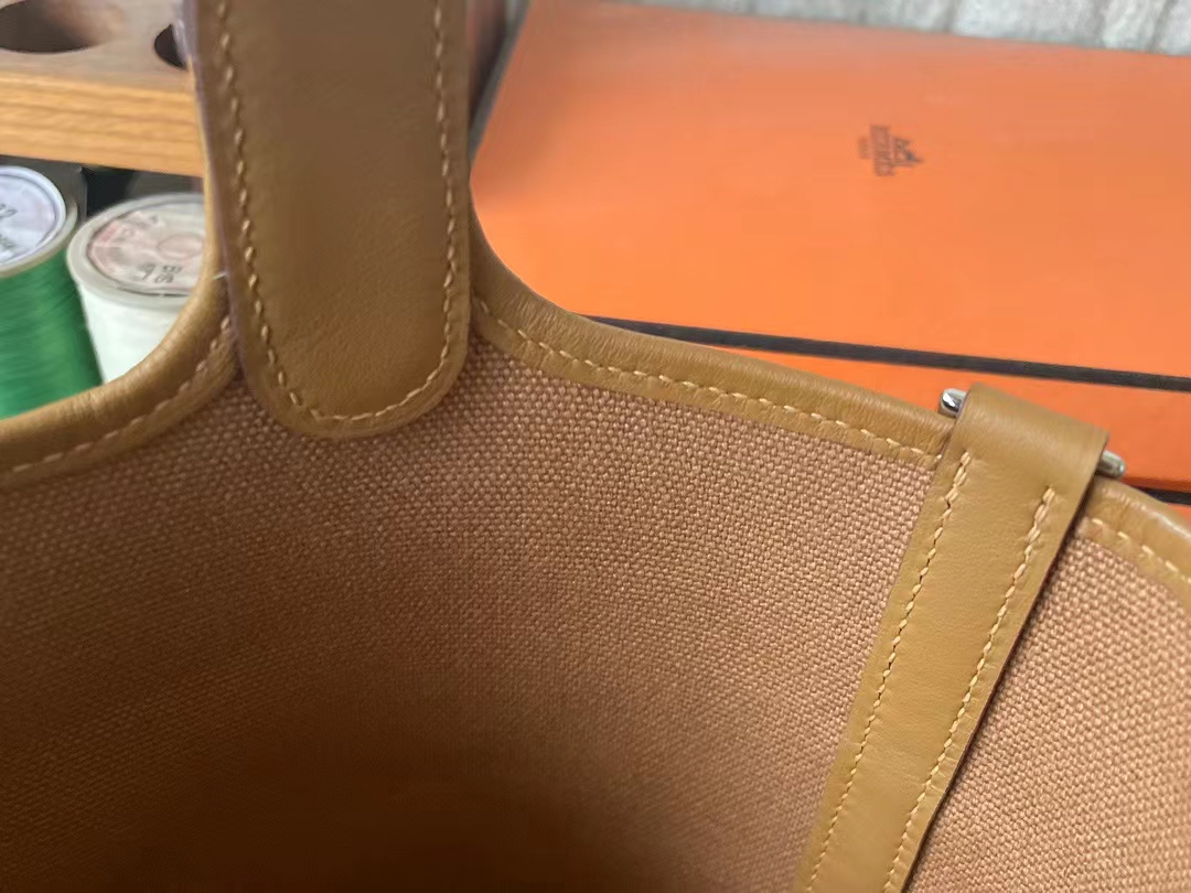 Hermès（爱马仕）Picotin cargo 芝麻色 帆布 拼 Swift皮 银扣 18cm