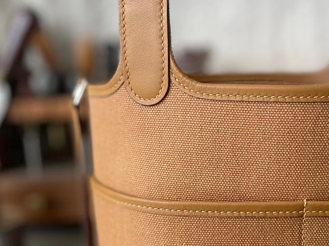 Hermès（爱马仕）Picotin cargo 芝麻色 帆布 拼 Swift皮 银扣 18cm