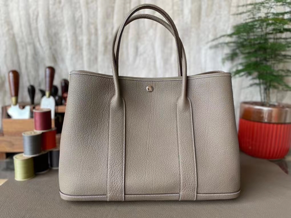 Hermès（爱马仕）Garden 花园包 Negonda皮 大象灰 银扣 36cm