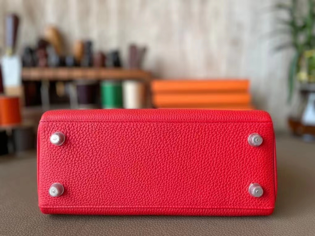 Hermès（爱马仕）Kelly 凯莉包 国旗红 Togo 顶级小牛皮 银扣 25cm