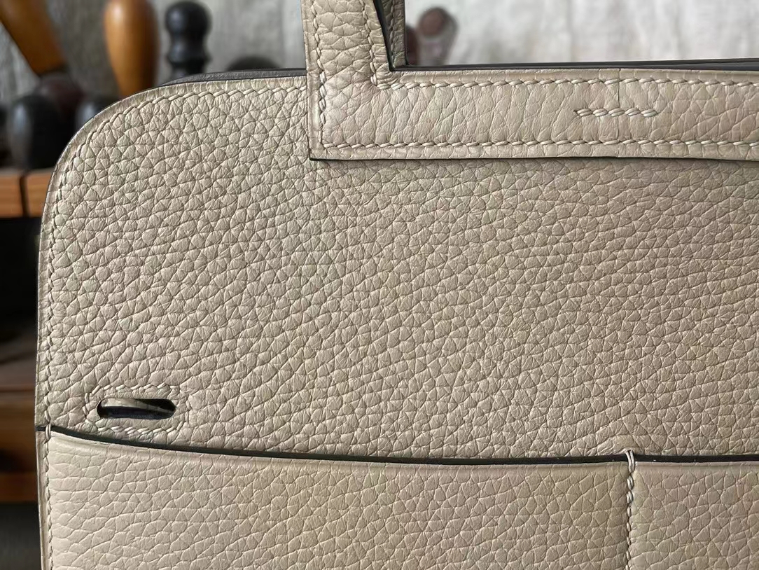 Hermès（爱马仕）halzan 风衣灰 内拼 大象灰 TC 拼 Swfit皮 银扣 25cm